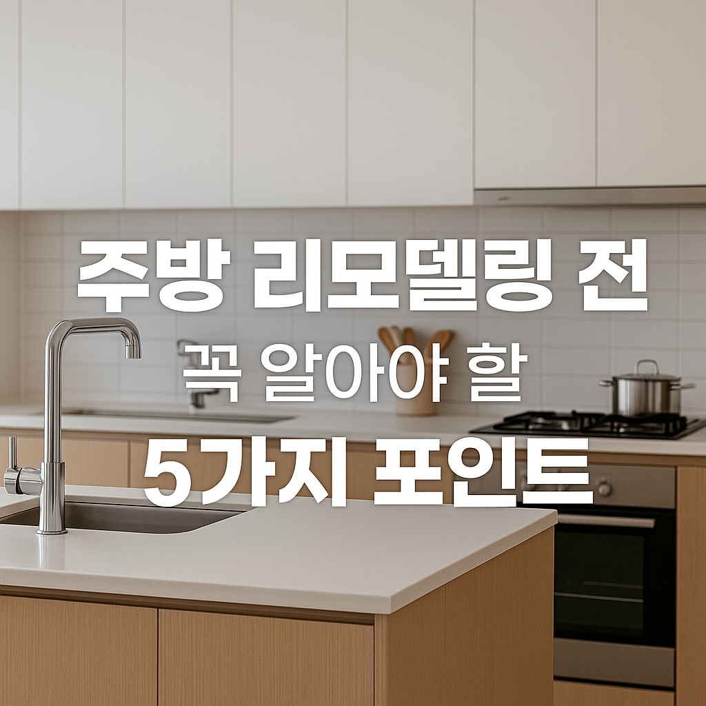 주방 리모델링 전 꼭 알아야 할 5가지 포인트｜동선·수납·조명·자재 완벽 가이드